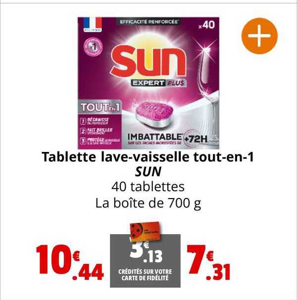 tablette lave-vaisselle tout-en-1 sun