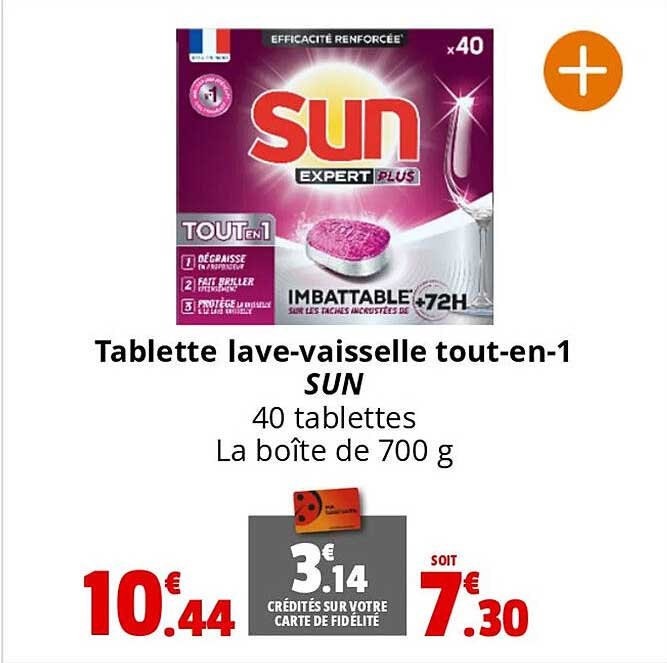 tablette lave-vaisselle tout-en-1 sun