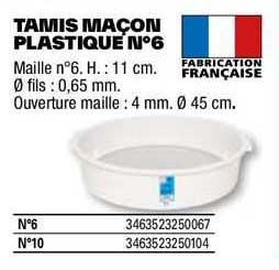 Tamis Maçon Plastique N°6