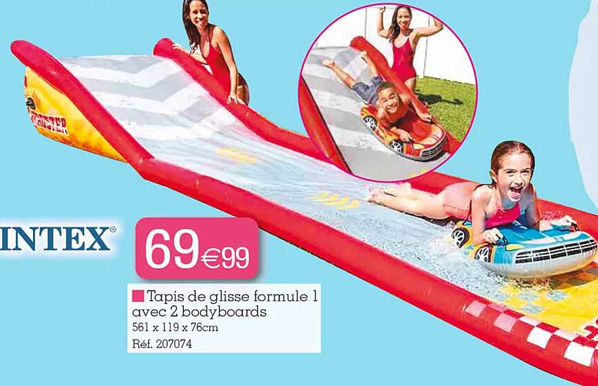 tapis de glisse formule 1 avec 2 bodyboards intex
