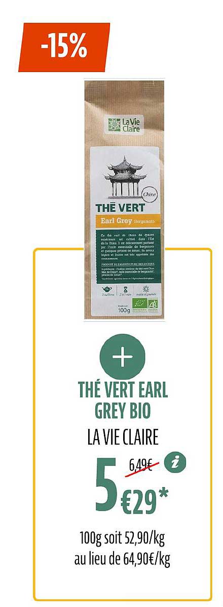 thé vert earl grey bio la vie claire