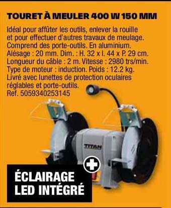 touret à meuler 400 w 150 mm titan
