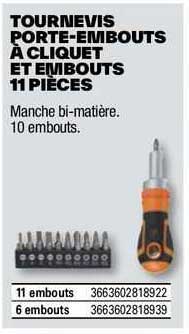 tournevis porte-embouts à cliquet et embouts 11 pièces