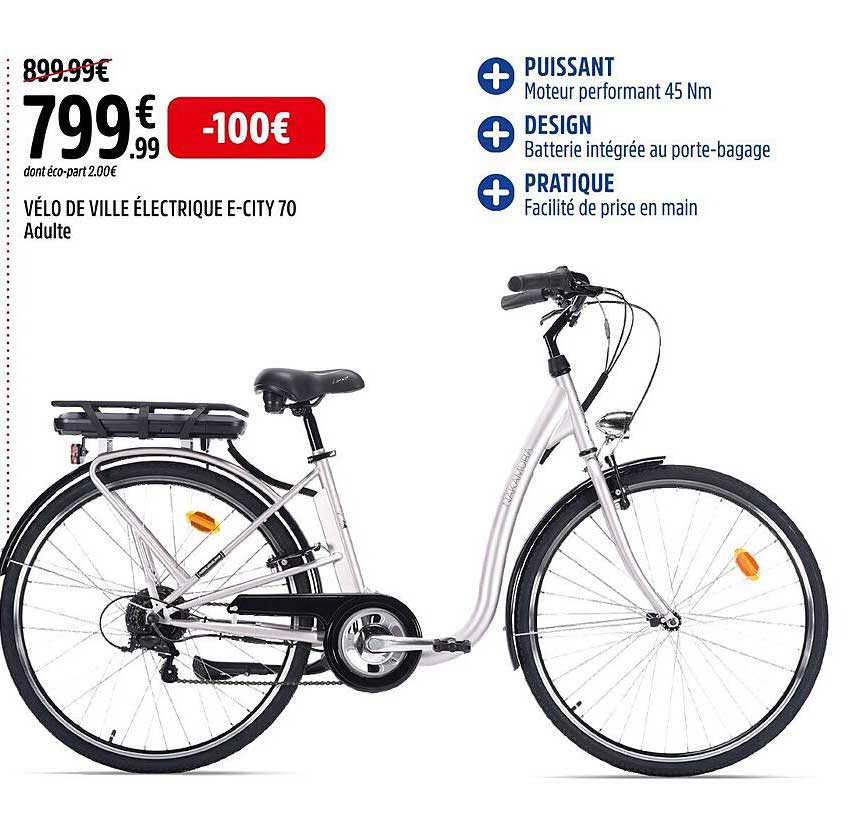 vélo de ville électrique e-city 70 adulte