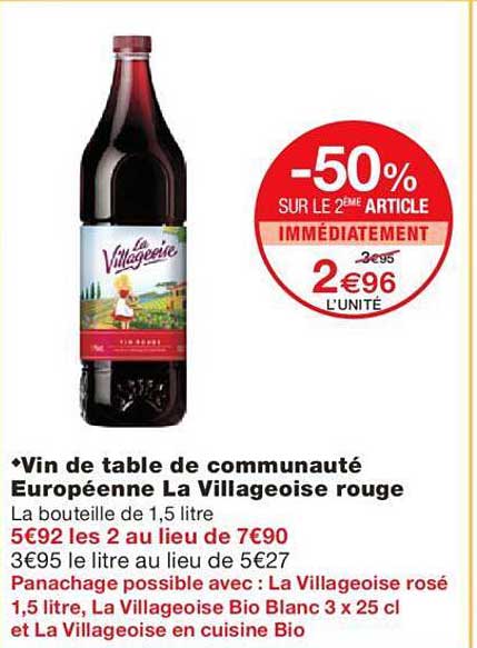 vin de table de communauté européenne la villageoise rouge