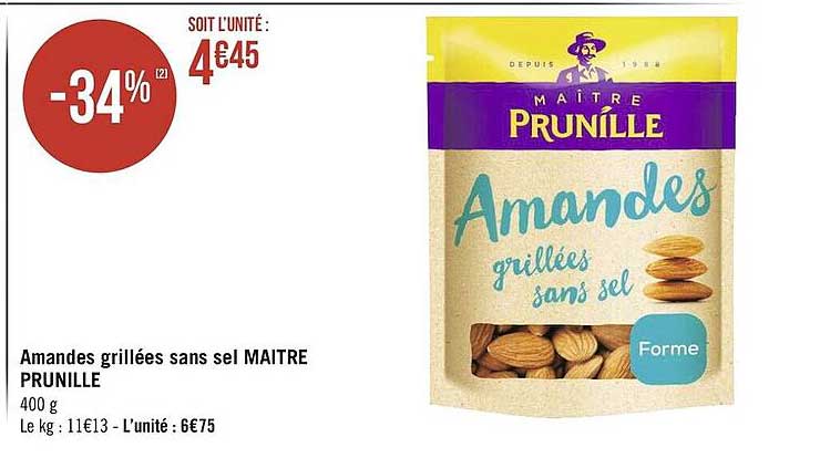 Amandes Grillées Sans Sel Maître Prunille