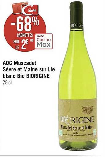 aoc muscadet sèvre et maine sur lie blanc bio biorigine