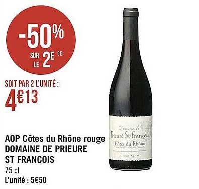 AOP Cotes du Rhone Rouge Domaine de Prieure St Francois
