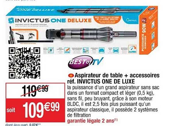 aspirateur de table + accessoires invictus one de luxe