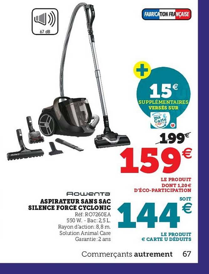aspirateur sans sac silence force cyclonic rowenta