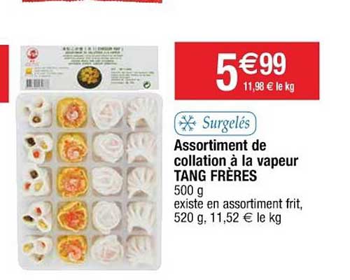 assortiment de collation à la vapeur tang frères