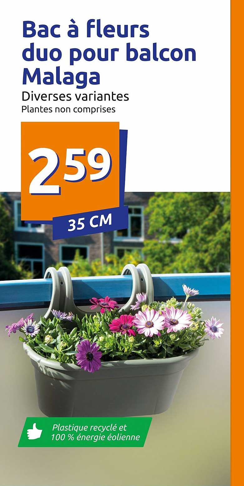 Bac a fleurs duo pour balcon malaga