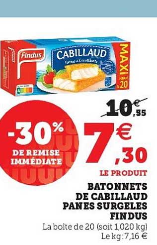 Bâtonnets De Cabillaud Panés Surgelés Findus