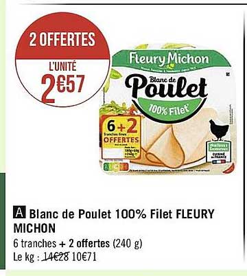 blanc de poulet 100% filet fleury michon