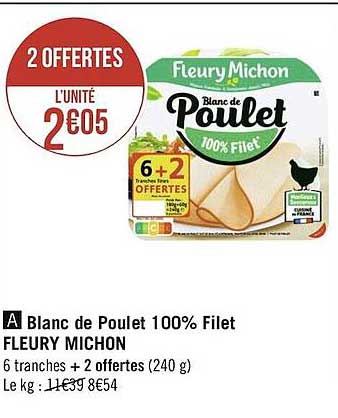 blanc de poulet 100% filet fleury michon