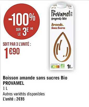 Boisson Amande Sans Sucres Bio Provamel