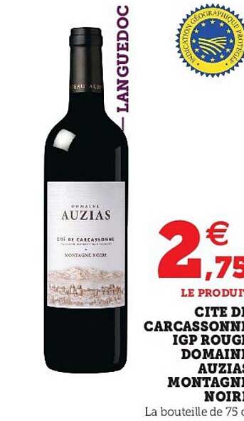cité de carcassonne igp rouge domaine auzias montagne noire