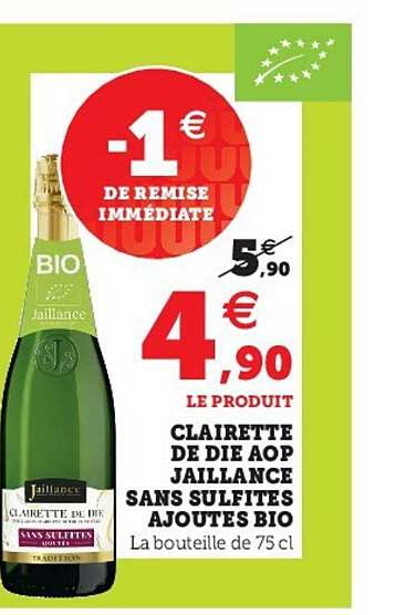 clairette de die aop jaillance sans sulfites ajoutés bio