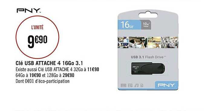 clé usb attache 4 16go 3.1 pny