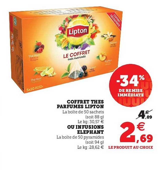 Coffret Thés Parfumés Lipton Ou Infusions éléphant