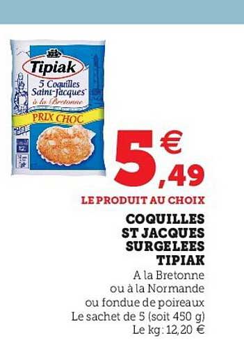 coquilles st jacques surgelées tipiak