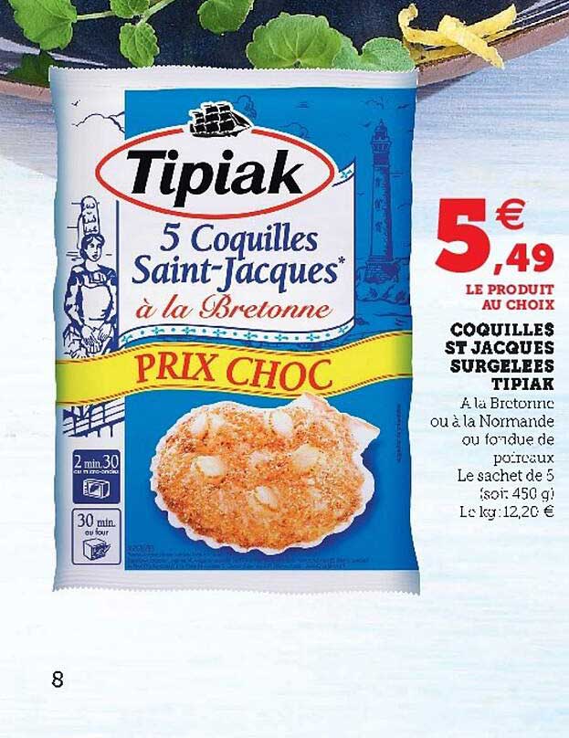 coquilles st jacques surgelées tipiak