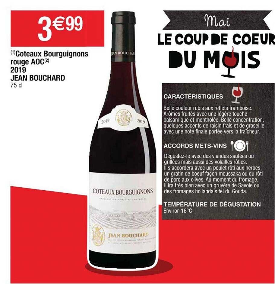 coteaux bourguignons rouge aoc 2019 jean bouchard