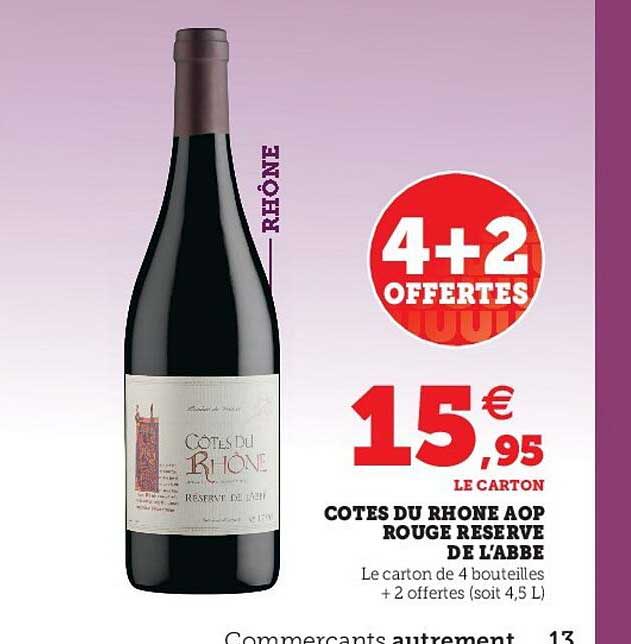 côtes du rhône aop rouge réserve de l'abbe