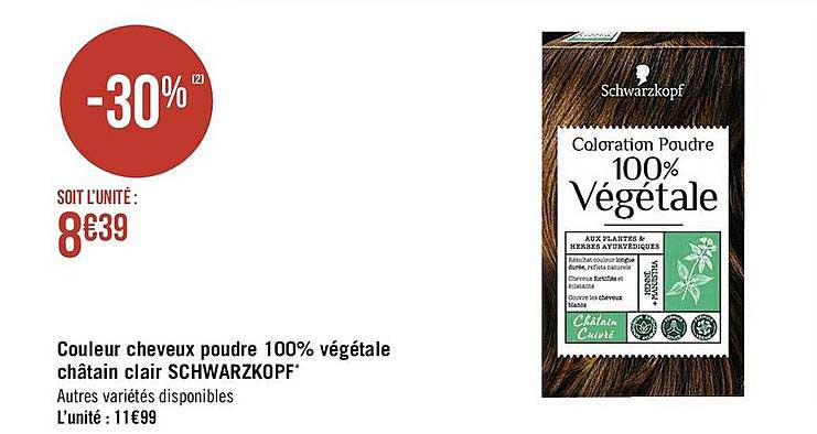 Couleur Cheveux Poudre 100% Végétale Châtain Clair Schwarzkopf