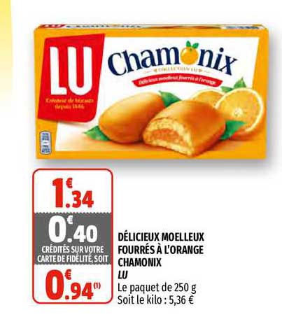 délicieux moelleux fourrés à l'orange chamonix lu