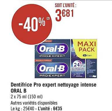 dentifrice pro expert nettoyage intense oral b
