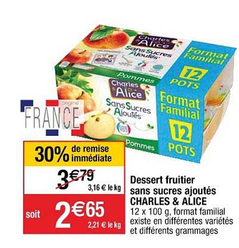 Dessert Fruitier Sans Sucres Ajoutés Charles & Alice