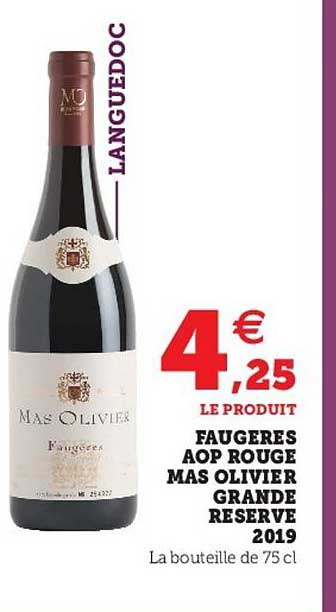 faugères aop rouge mas olivier grande réserve 2019