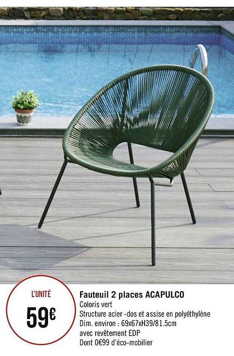 fauteuil 2 places acapulco