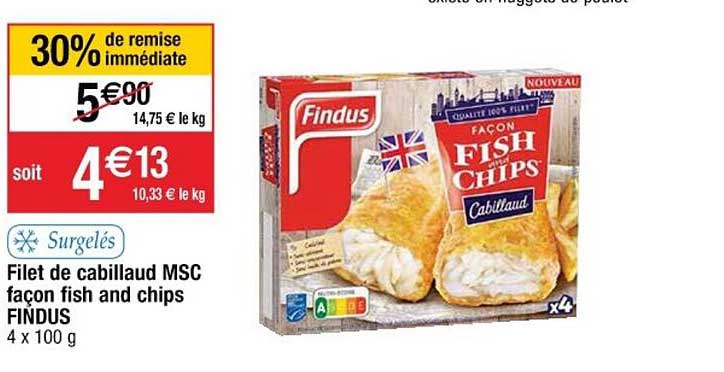 Filet De Cabillaud Msc Façon Fish And Chips Findus