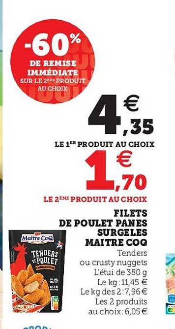 filets de poulet panés surgelés maître coq