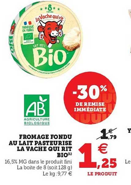fromage fondu au lait pasteurisé la vache qui rit bio