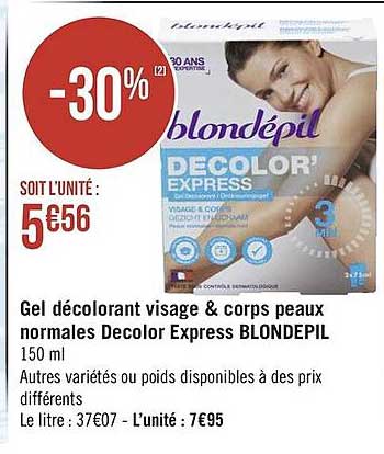 Gel Décolorant Visage & Corps Peaux Normales Decolor Express Blondepil