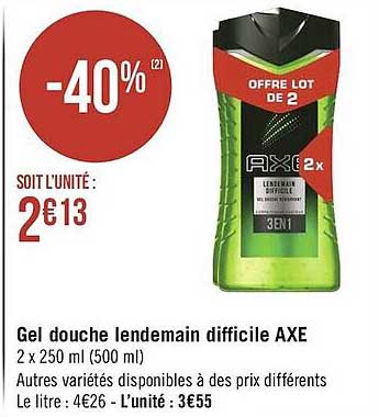 gel douche lendemain difficile axe