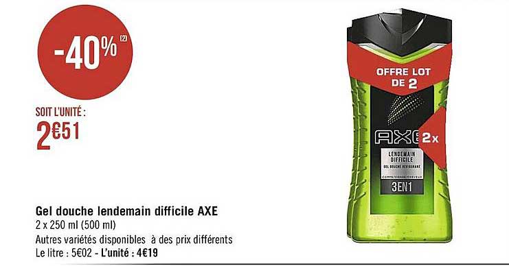 gel douche lendemain difficile axe