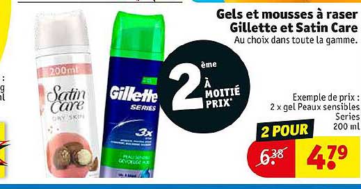 gels et mousses à raser gillette et satin care