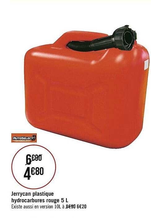 jerrycan plastique hydrocarbures rouge 5 l
