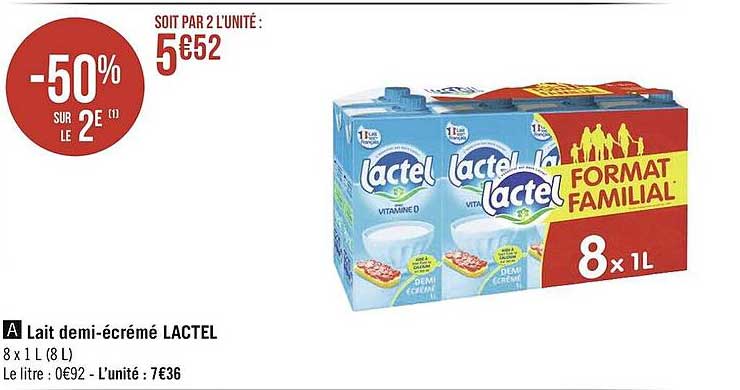 lait demi-écrémé lactel