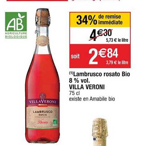 lambrusco rosato bio 8% vol. villa veroni