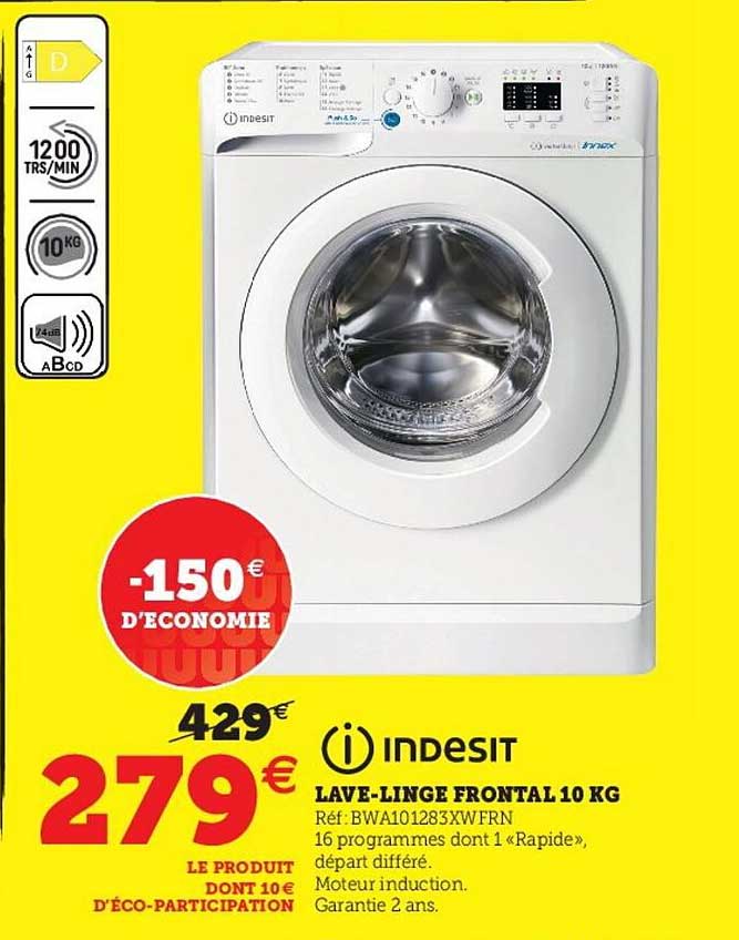 lave-linge frontal 10 kg indesit
