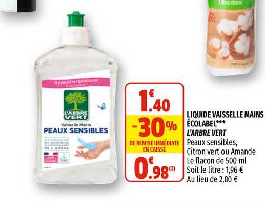 liquide vaisselle mains écolabel l'arbre vert