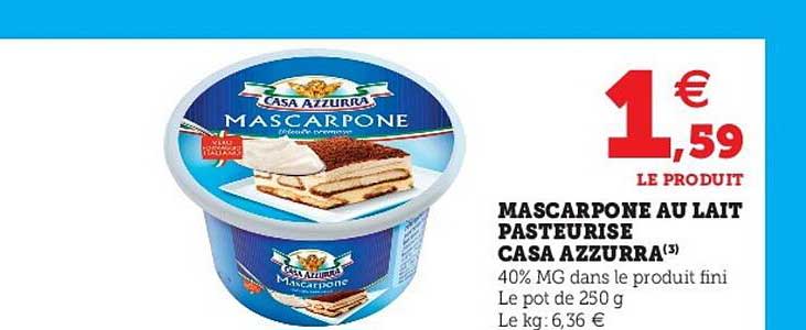 mascarpone au lait pasteurisé casa azzurra