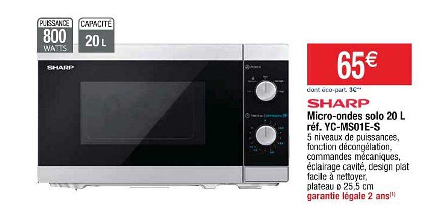 micro-ondes solo 20 l sharp