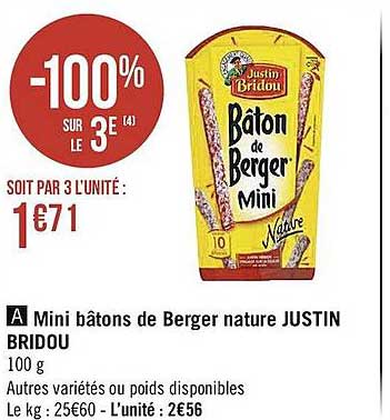 mini bâtons de berger nature justin bridou