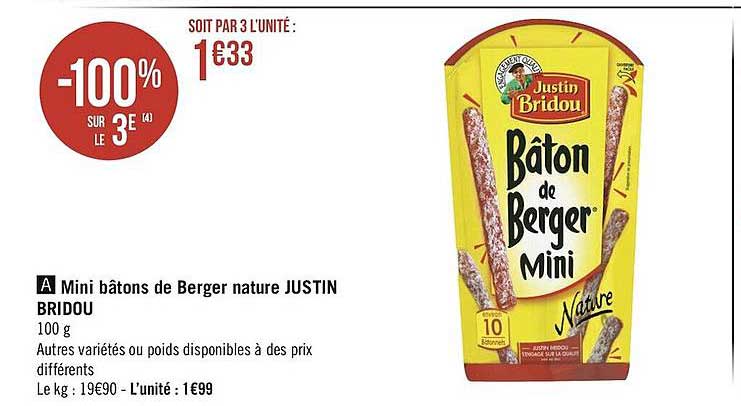 mini bâtons de berger nature justin bridou